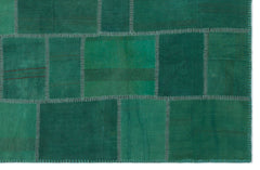 Teselya Yeşil Patchwork Yün El Dokuma Halısı 193 x 302 Apex Unique