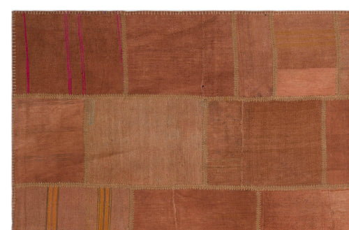 Teselya Turuncu Patchwork Yün El Dokuma Halısı 193 x 301 Apex Unique