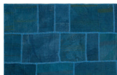 Teselya Mavi Patchwork Yün El Dokuma Halısı 191 x 300 Apex Unique