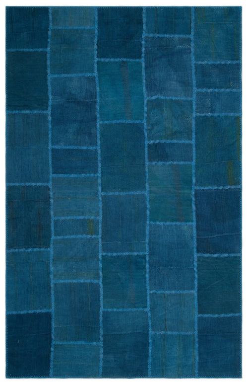 Teselya Mavi Patchwork Yün El Dokuma Halısı 191 x 300 Apex Unique