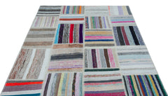 Teselya Bej Çizgili Yün El Dokuma Halısı 160 x 230 Apex Unique