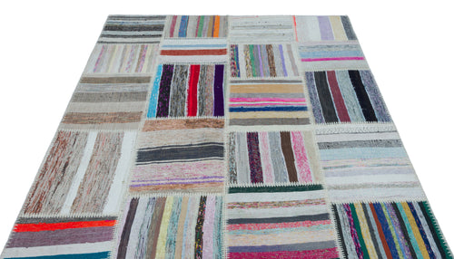 Teselya Bej Çizgili Yün El Dokuma Halısı 160 x 230 Apex Unique