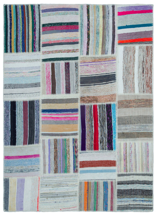 Teselya Bej Çizgili Yün El Dokuma Halısı 160 x 230 Apex Unique