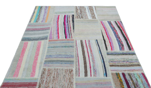 Teselya Bej Çizgili Yün El Dokuma Halısı 160 x 230 Apex Unique