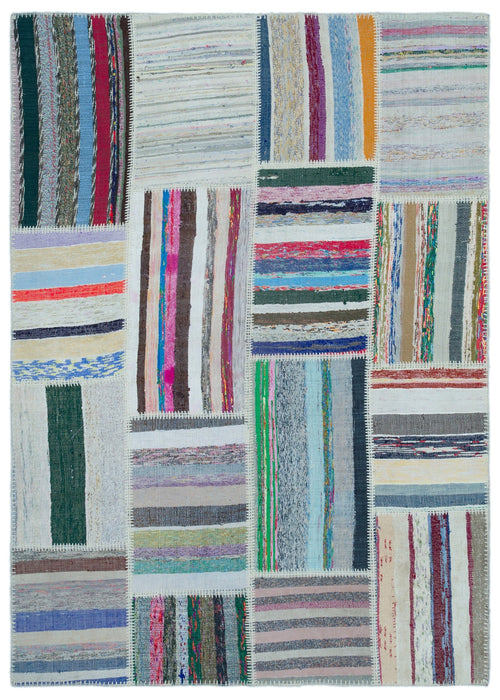 Teselya Bej Çizgili Yün El Dokuma Halısı 160 x 230 Apex Unique