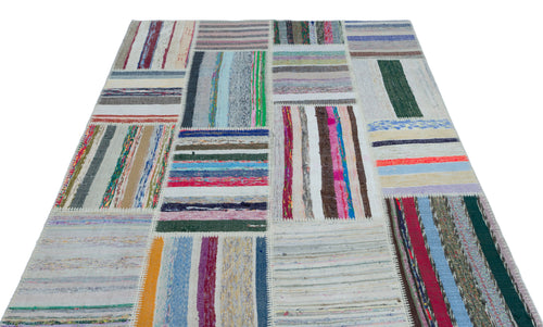 Teselya Bej Çizgili Yün El Dokuma Halısı 160 x 230 Apex Unique