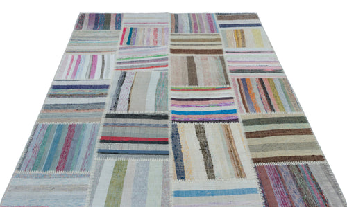 Teselya Bej Çizgili Yün El Dokuma Halısı 160 x 230 Apex Unique
