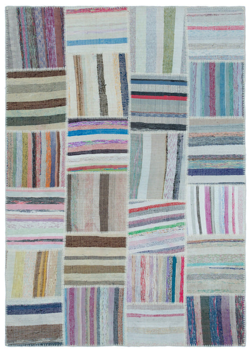 Teselya Bej Çizgili Yün El Dokuma Halısı 160 x 230 Apex Unique