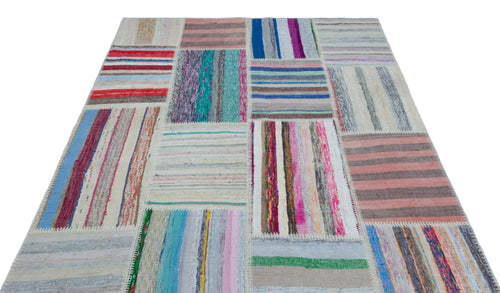 Teselya Bej Çizgili Yün El Dokuma Halısı 160 x 230 Apex Unique