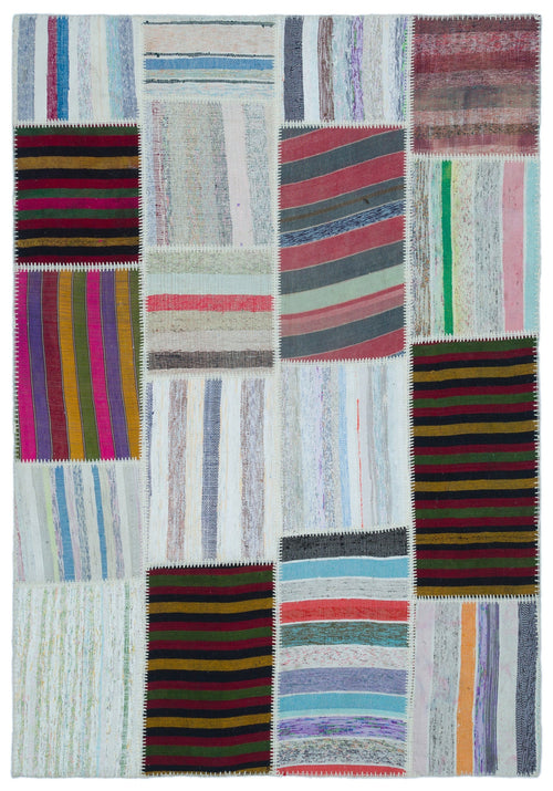 Teselya Bej Çizgili Yün El Dokuma Halısı 160 x 230 Apex Unique