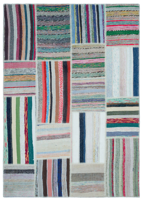 Teselya Bej Çizgili Yün El Dokuma Halısı 160 x 230 Apex Unique