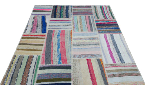 Teselya Bej Çizgili Yün El Dokuma Halısı 160 x 230 Apex Unique