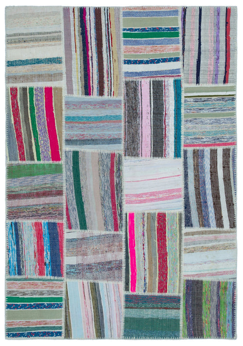 Teselya Bej Çizgili Yün El Dokuma Halısı 160 x 230 Apex Unique