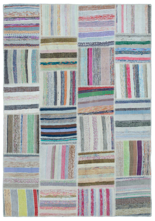 Teselya Bej Çizgili Yün El Dokuma Halısı 160 x 230 Apex Unique