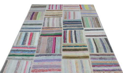 Teselya Bej Çizgili Yün El Dokuma Halısı 160 x 230 Apex Unique