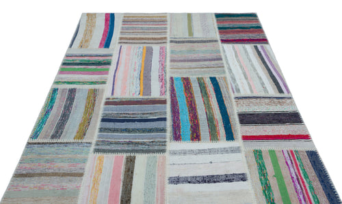 Teselya Bej Çizgili Yün El Dokuma Halısı 160 x 230 Apex Unique