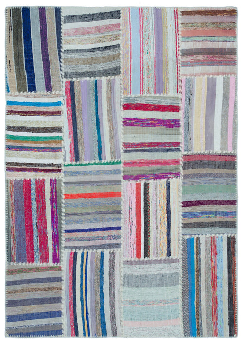 Teselya Bej Çizgili Yün El Dokuma Halısı 160 x 230 Apex Unique