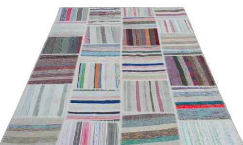 Teselya Bej Çizgili Yün El Dokuma Halısı 160 x 230 Apex Unique