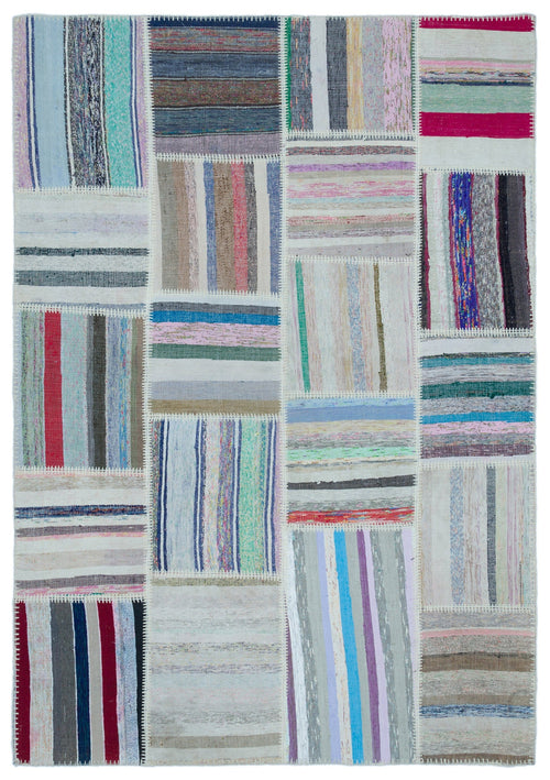 Teselya Bej Çizgili Yün El Dokuma Halısı 160 x 230 Apex Unique