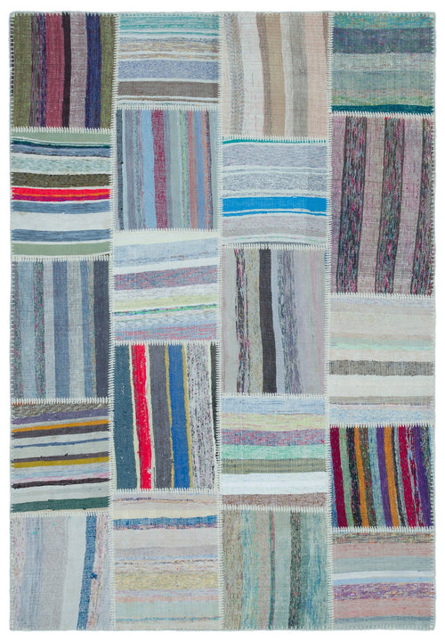 Teselya Bej Çizgili Yün El Dokuma Halısı 160 x 230 Apex Unique