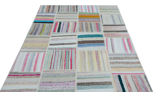 Teselya Bej Çizgili Yün El Dokuma Halısı 160 x 230 Apex Unique