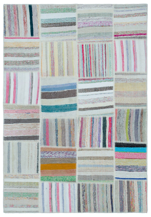 Teselya Bej Çizgili Yün El Dokuma Halısı 160 x 230 Apex Unique