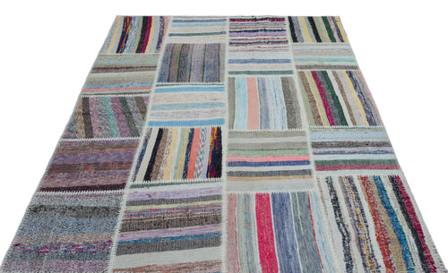 Teselya Bej Çizgili Yün El Dokuma Halısı 160 x 224 Apex Unique