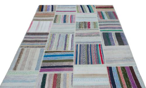 Teselya Bej Çizgili Yün El Dokuma Halısı 160 x 223 Apex Unique
