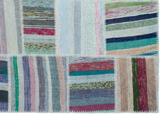 Teselya Bej Çizgili Yün El Dokuma Halısı 160 x 223 Apex Unique
