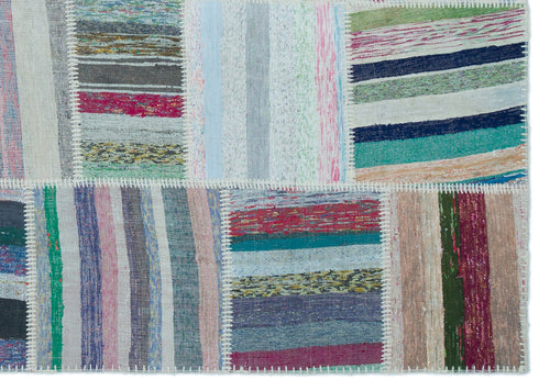 Teselya Bej Çizgili Yün El Dokuma Halısı 160 x 223 Apex Unique