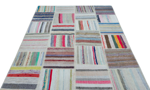 Teselya Bej Çizgili Yün El Dokuma Halısı 160 x 230 Apex Unique