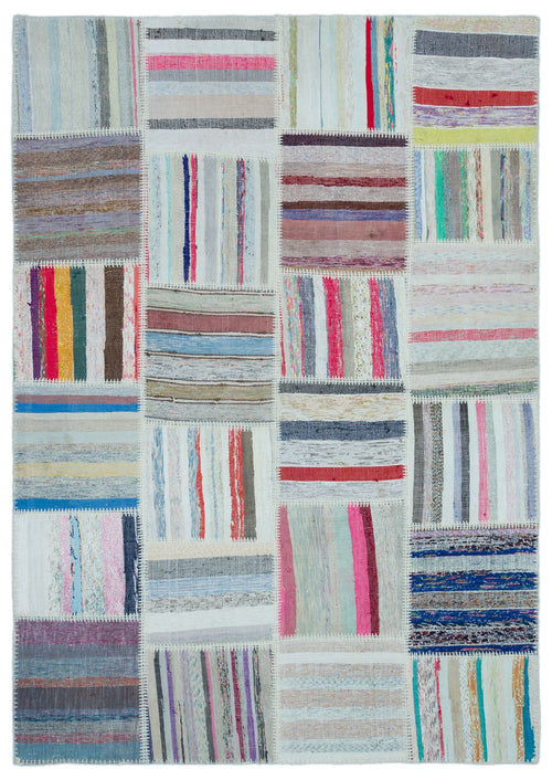 Teselya Bej Çizgili Yün El Dokuma Halısı 160 x 230 Apex Unique