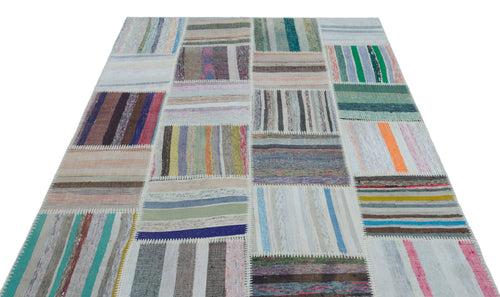 Teselya Bej Çizgili Yün El Dokuma Halısı 160 x 230 Apex Unique