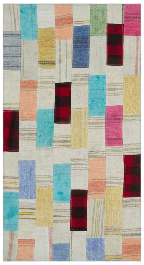 Teselya Bej Patchwork Yün El Dokuma Halısı 084 x 155 Apex Unique
