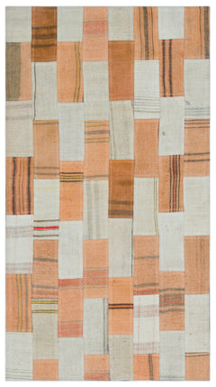 Teselya Turuncu Patchwork Yün El Dokuma Halısı 082 x 151 Apex Unique