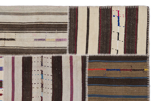 Teselya Bej Çizgili Yün El Dokuma Halısı 160 x 230 Apex Unique