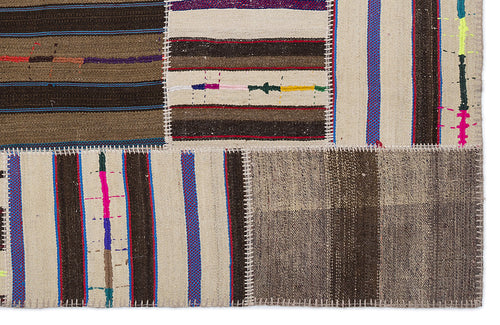 Teselya Bej Çizgili Yün El Dokuma Halısı 160 x 230 Apex Unique