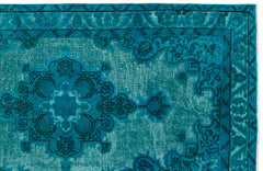 Mora Turkuaz Eskitme Yün El Dokuma Halısı 117 x 210 Apex Unique