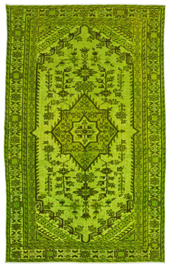 Mora Yeşil Eskitme Yün El Dokuma Halısı 178 x 290 Apex Unique