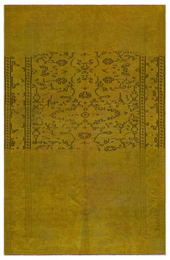 Atina Sarı Eskitme Yün El Dokuma Halısı 160 x 243 Apex Unique