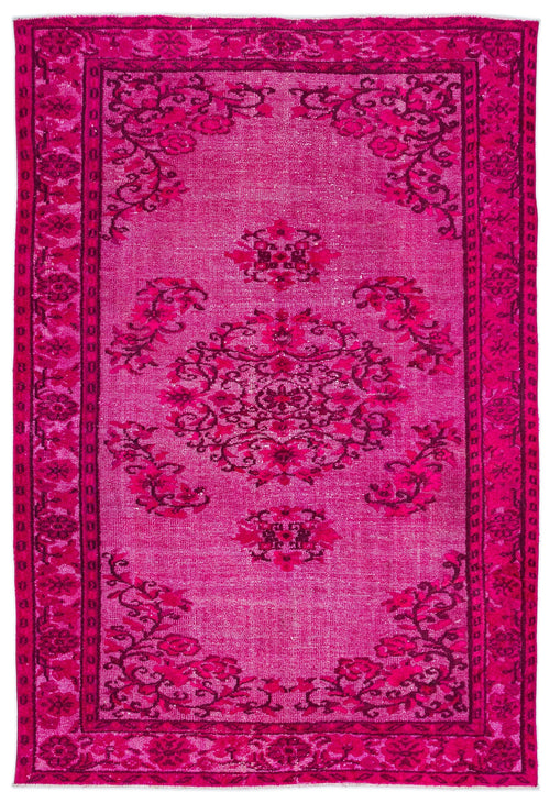 Mora Pembe Eskitme Yün El Dokuma Halısı 181 x 266 Apex Unique