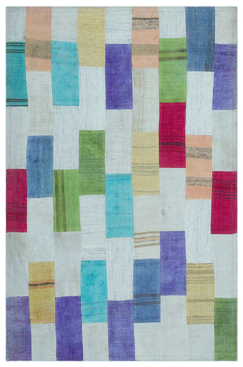 Teselya Bej Patchwork Yün El Dokuma Halısı 091 x 140 Apex Unique