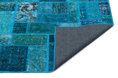 Iskece Turkuaz Eskitme Yün El Dokuma Halısı 160 x 230 Apex Unique