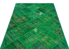 Iskece Yeşil Eskitme Yün El Dokuma Halısı 120 x 180 Apex Unique