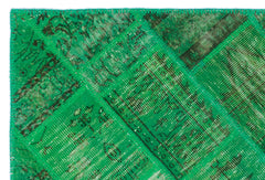 Iskece Yeşil Eskitme Yün El Dokuma Halısı 120 x 180 Apex Unique