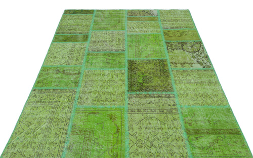 Iskece Yeşil Eskitme Yün El Dokuma Halısı 160 x 230 Apex Unique
