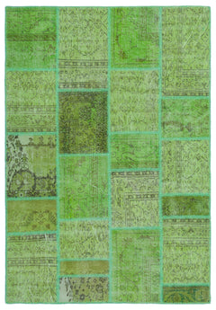 Iskece Yeşil Eskitme Yün El Dokuma Halısı 160 x 230 Apex Unique