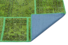 Iskece Yeşil Eskitme Yün El Dokuma Halısı 160 x 230 Apex Unique