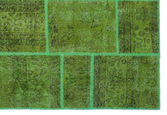 Iskece Yeşil Eskitme Yün El Dokuma Halısı 160 x 230 Apex Unique