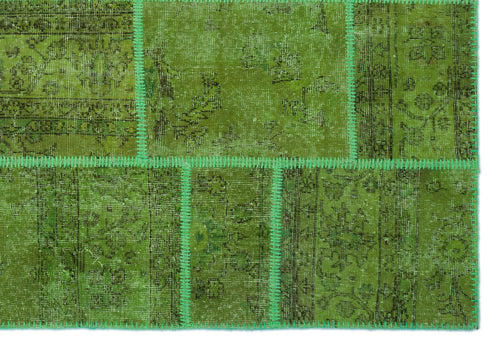 Iskece Yeşil Eskitme Yün El Dokuma Halısı 160 x 230 Apex Unique